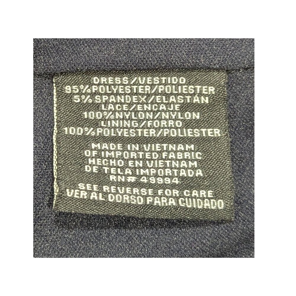 R&M Richards Navy Sequin Lace Dress Nude Illusion Sheath Cocktail Dress Size 16 - Picture 5 of 6